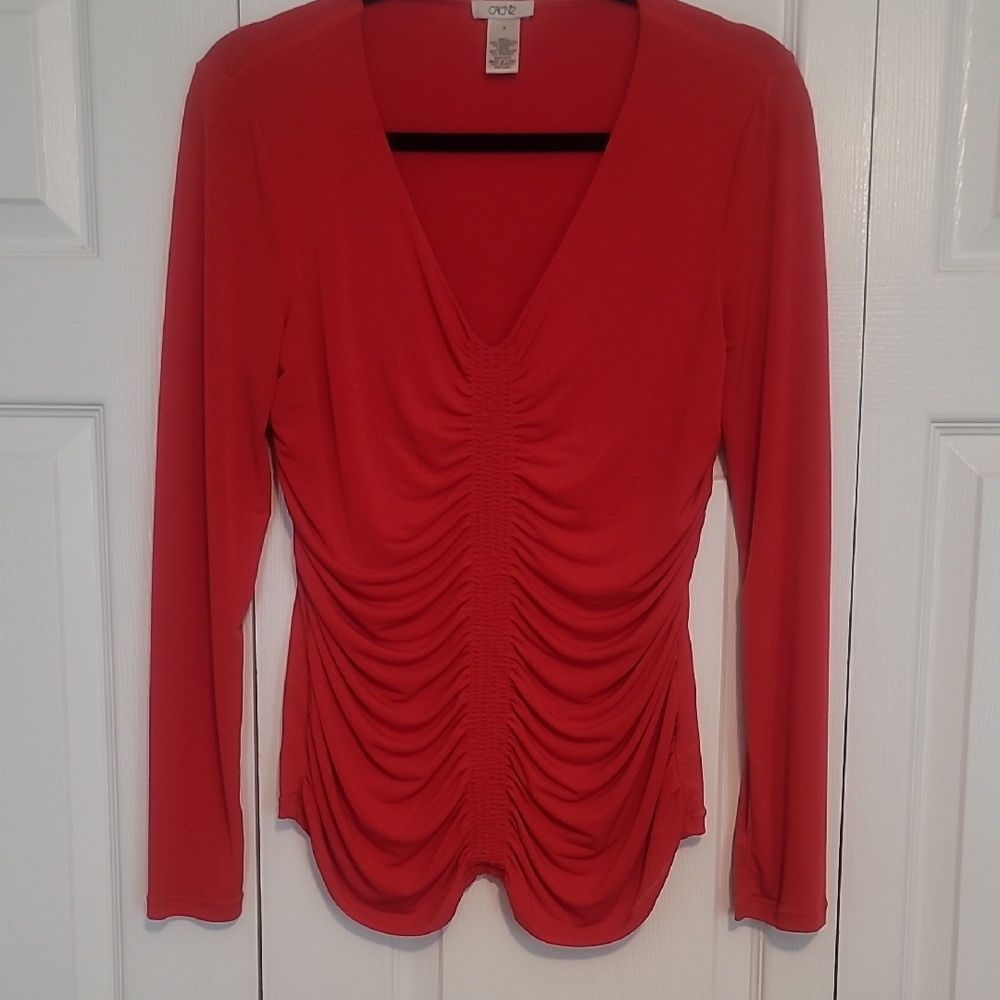 Cache Scarlet Ruched Long Sleeve Top